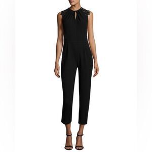 REBECCA TAYLOR CREPE AND LACE JUMPSUIT L